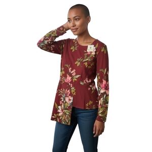 Floral Long Sleeve Asymmetrical Top